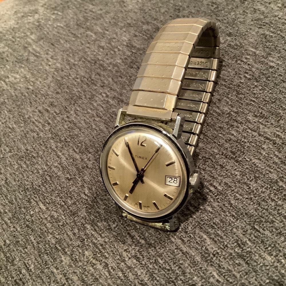 Vintage Timex Silver and Gold-Tone Watch with Date